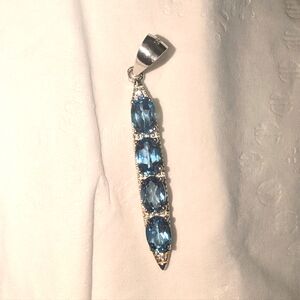 925 Sterling Silver Blue Topaz Pendant
